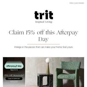 Afterpay Day sale with 15% off!