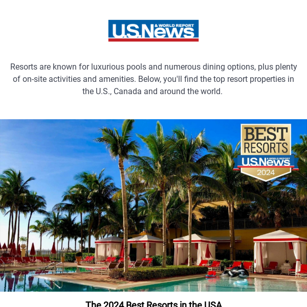U.S. News' 2024 Best Resorts in the USA and more
