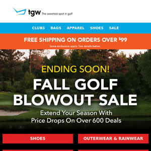 Ending Soon! 600 Fall Golf Price Drops + Email Only Shoe Price Drops