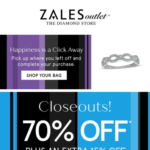 70% Off Closeouts + EXTRA 15% Off