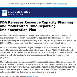 FDA Releases Resource Capacity Planning and Modernized Time Reporting Implementation Plan