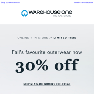 30% off Fall's BEST outerwear