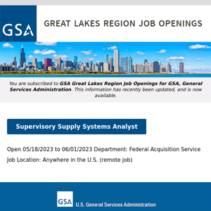 New/Current Job Opportunities in the GSA Great Lakes Region