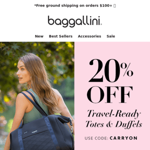 Time Off Approved ✅ 20% off Travel-Ready Totes & Duffels