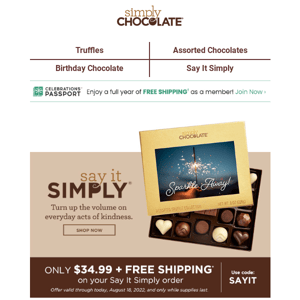 Final day >> Free shipping on Say It Simply gifts.