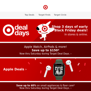 Apple Deals! Save up to $150 during Target Deal Days.