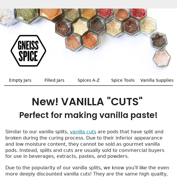 New!! Vanilla "Cuts" on Sale