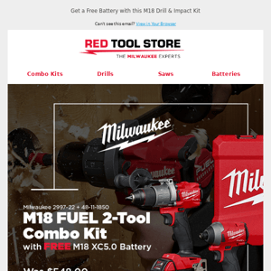 M18 FUEL Drill & Impact Kit + FREE Battery Added On