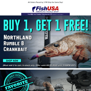 Northland Rumble B Crankbaits Buy 1, Get 1 Free Today Only!