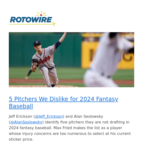 5 Pitchers We Dislike for 2024 Fantasy Baseball