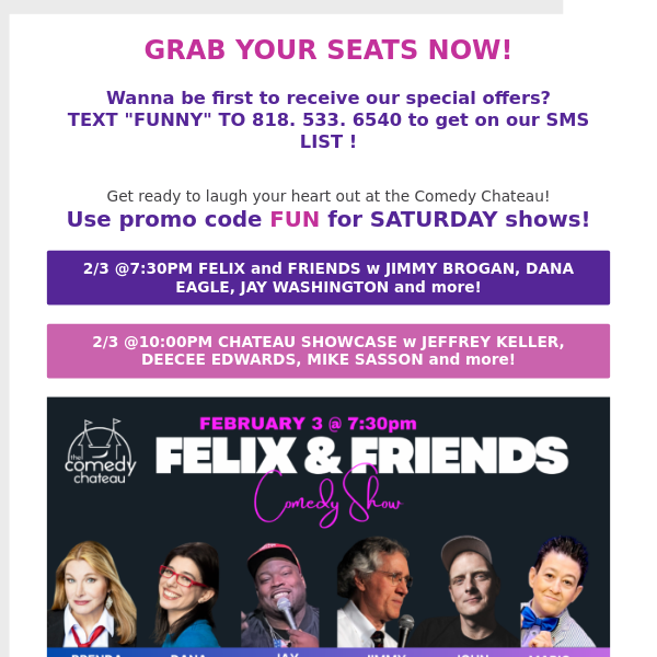 Claim your FREE tickets for ALL STAR COMEDY shows tonight!