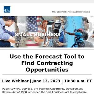 REGISTER NOW: Use the Forecast Tool to Find Contracting Opportunities