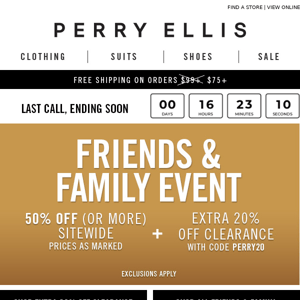 🎉 Friends & Family Event at Perry Ellis: Huge Discounts & Rewards! 🎉