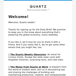 Welcome to the Quartz Daily Brief!