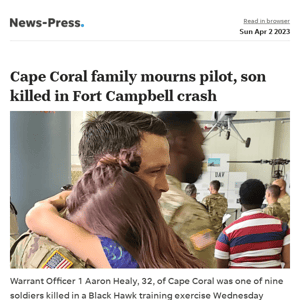 News alert: Cape Coral family mourns pilot, son killed in Fort Campbell crash