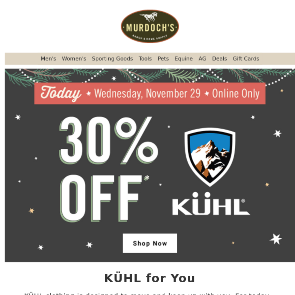 30% Off All KÜHL | Today Only!