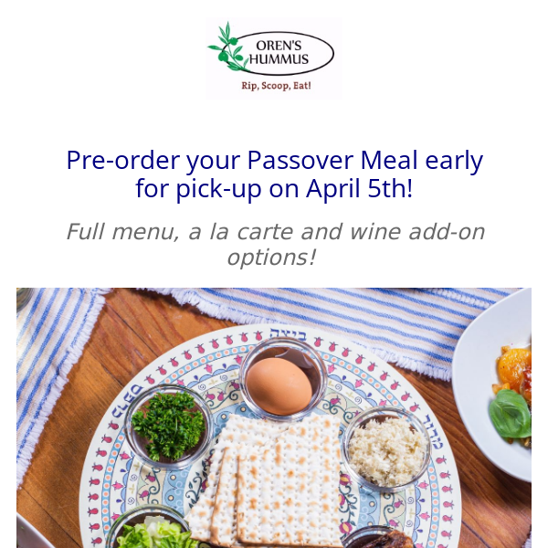 Don't Wait to Order your Passover Meals!