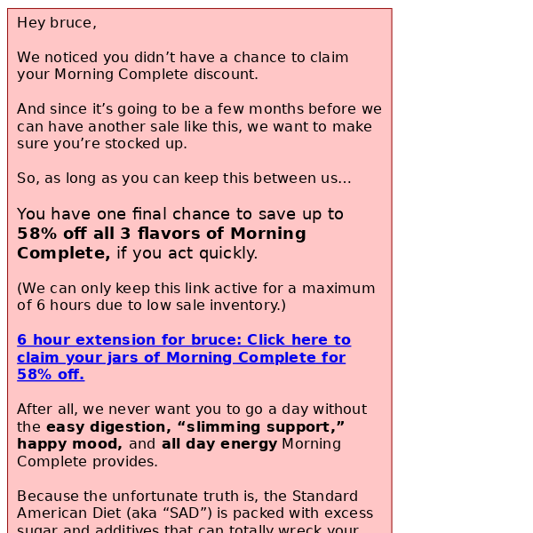 6-hour extension: Claim your Morning Complete discount!