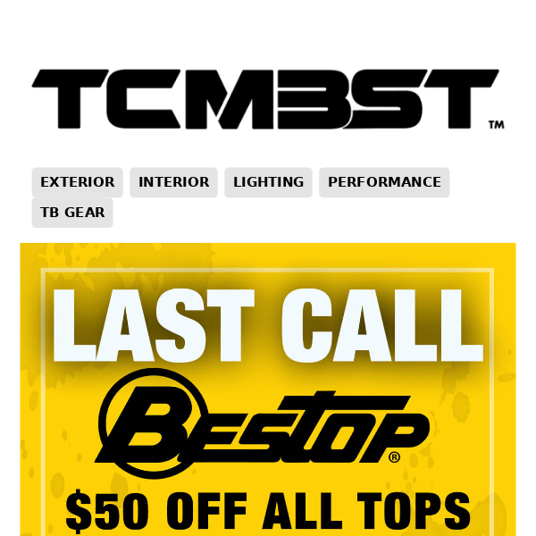 Hurry! Last Chance to Save on Bestop Tops