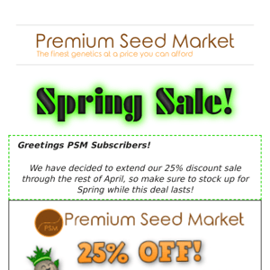 Spring Savings Sale EXTENDED!
