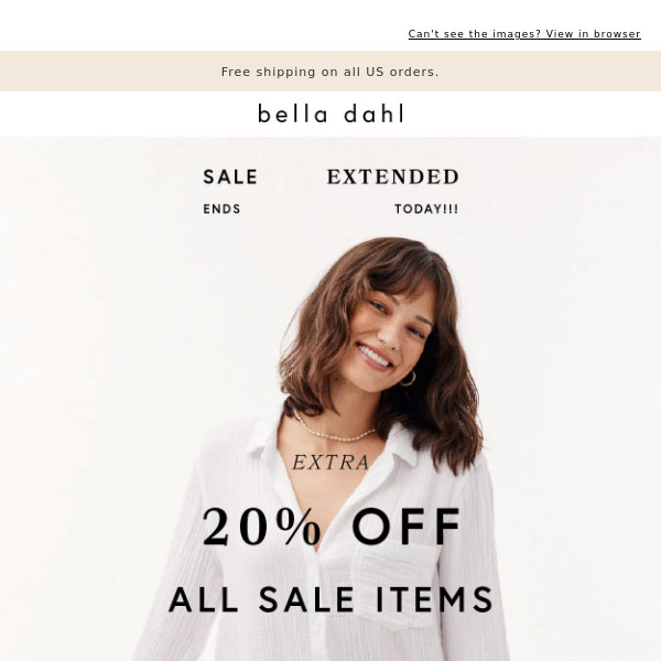 SALE Extended: Extra 20% Off Sale Items Ends Today