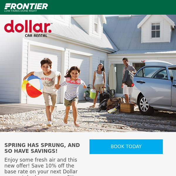 Earn 3X Frontier Miles and save when you rent with Dollar