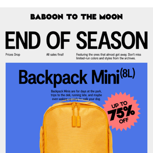 DON’T MISS THE END OF SEASON SALE