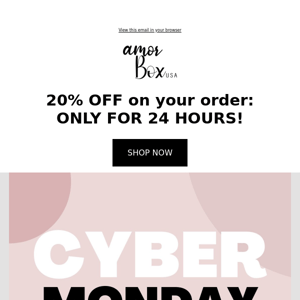 EXTRA 20% OFF. YES! Cyber Monday deals are HERE!!!