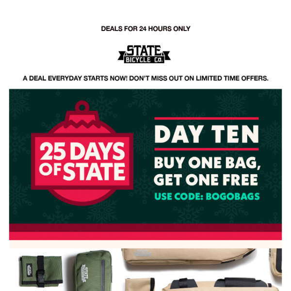 Buy 1 Get 1 FREE Bags - 24 Hour Flash Sale - 🔔 25 Days Of State 🎁\