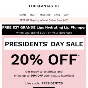 Enjoy 20% Off for Presidents' Day!✨