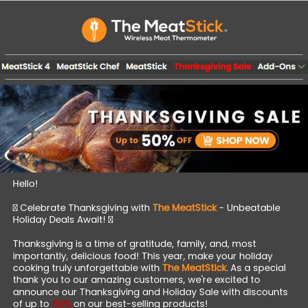 🍗 Feast on Savings! Up to 50% OFF - Elevate Your Thanksgiving with The MeatStick 🎉