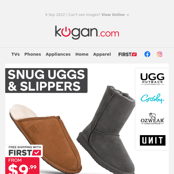Snug Uggs & Slippers from $9.99 - Hurry, Only While Stocks Last