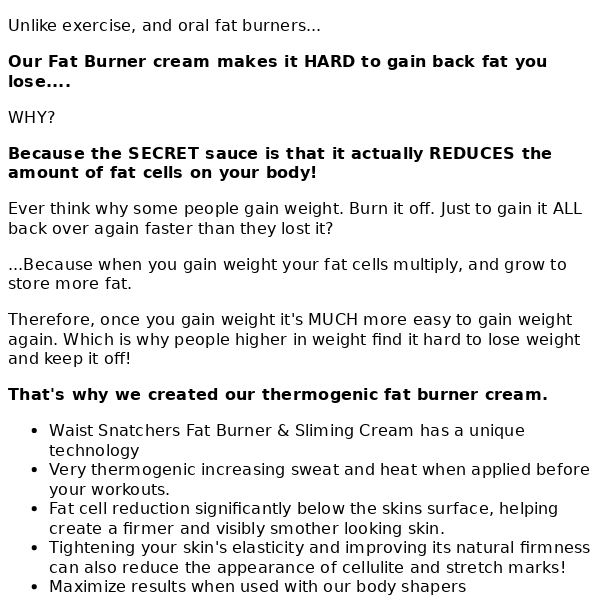 this cream reduces fat cells (keeps weight off)