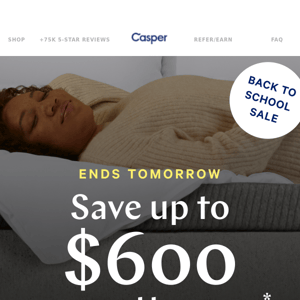 Ends tomorrow: Save up to $600 on mattresses