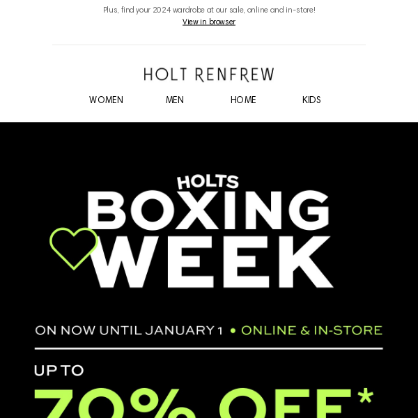 Holts ❤ Boxing Week | Designer Ready-to-Wear! Shoes! Bags! Home! Beauty! Grooming!