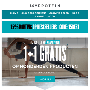 Laatste Uren: 1+1 GRATIS op Honderden Producten! ⏰