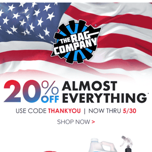 20% OFF This Memorial Day Weekend! 🇺🇲
