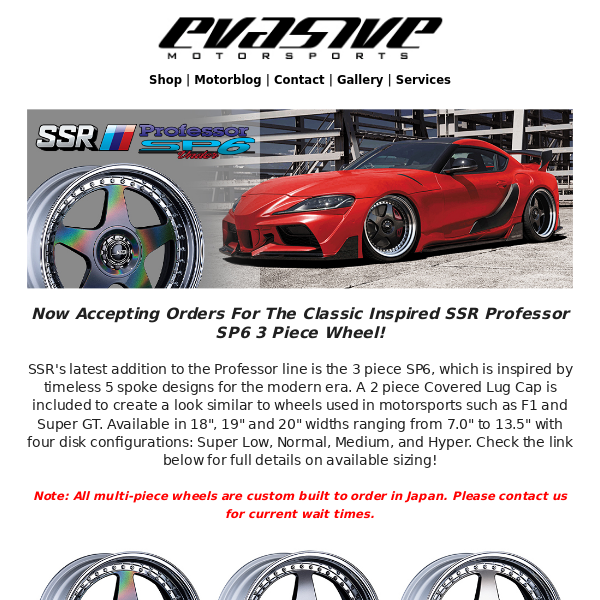 New SSR 3 Piece Wheels, Brembo PISTA, and More!