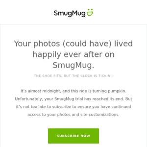 Action Required: Your SmugMug trial ends today.