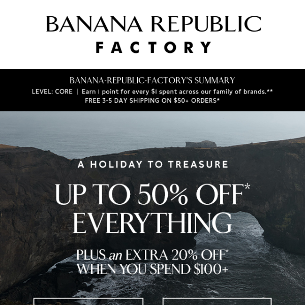 There's Still Time: Up to 50% off everything + an extra 20%
