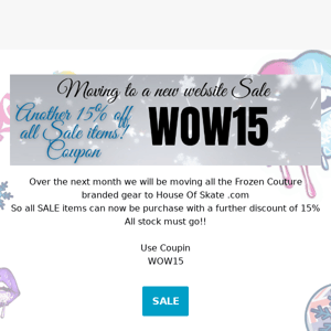 Moving SALE! take another 15% off all sale items.