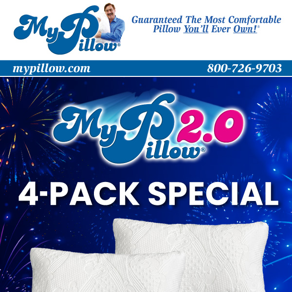 The All-NEW 4-Pack MyPillow 2.0 Special! - My Pillow
