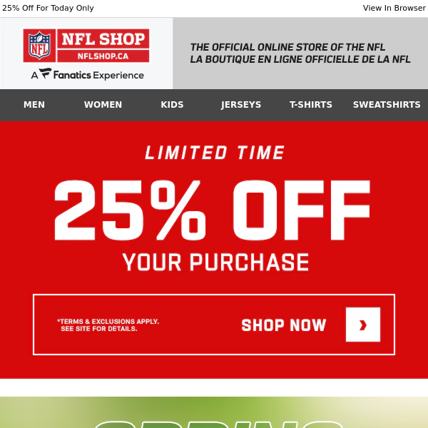 Light Layers, Big Impact! NFL Spring Styles & 25% Off Sale