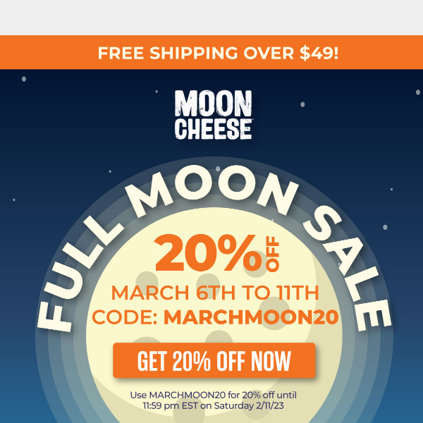 Take 20% off 100% Real Cheese Snacks - 5 Days Only 🌕 🧀