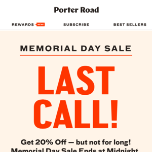 LAST CALL for 20% Off!