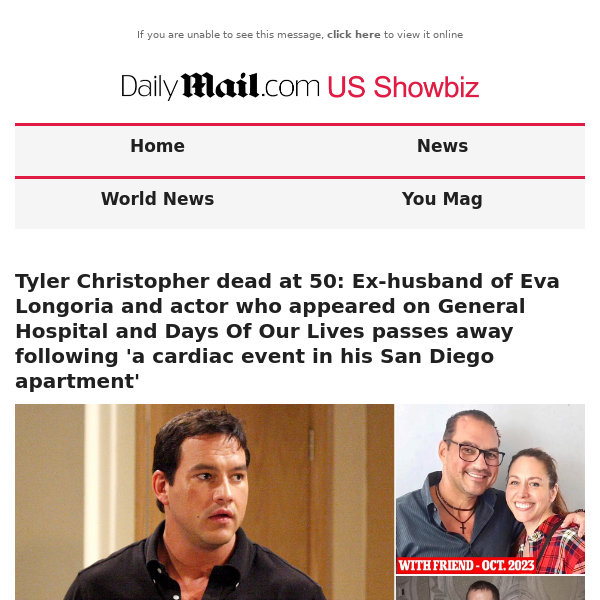 Tyler Christopher dead at 50: Ex-husband of Eva Longoria and actor