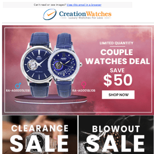 Couple Watches Deal | Shop His & Her Watches Set | Save $50