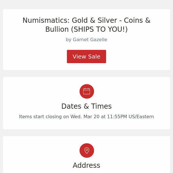 Numismatics: Gold & Silver - Coins & Bullion (SHIPS TO YOU!)