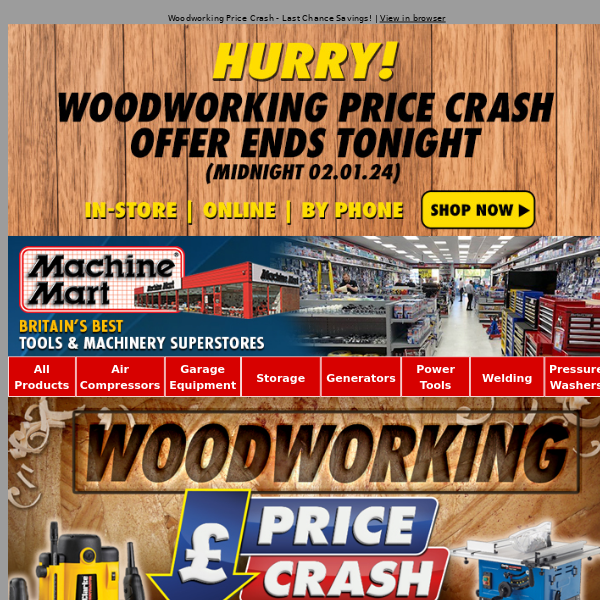 New Year, Huge Savings: Our Woodworking Tools & Machinery Special Offer Ends Today!
