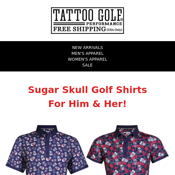 ☠️New Sugar Skull Golf Shirts☠️